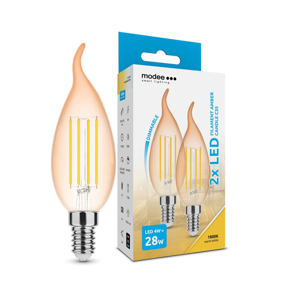 Modee Lighting LED Filament amber žiarovka E14 4W C35 (28W) 2ks