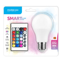 Modee Lighting LED žiarovka E27 RGB+W 9,4W 806 lumenov + diaľkové ovládanie (60W)