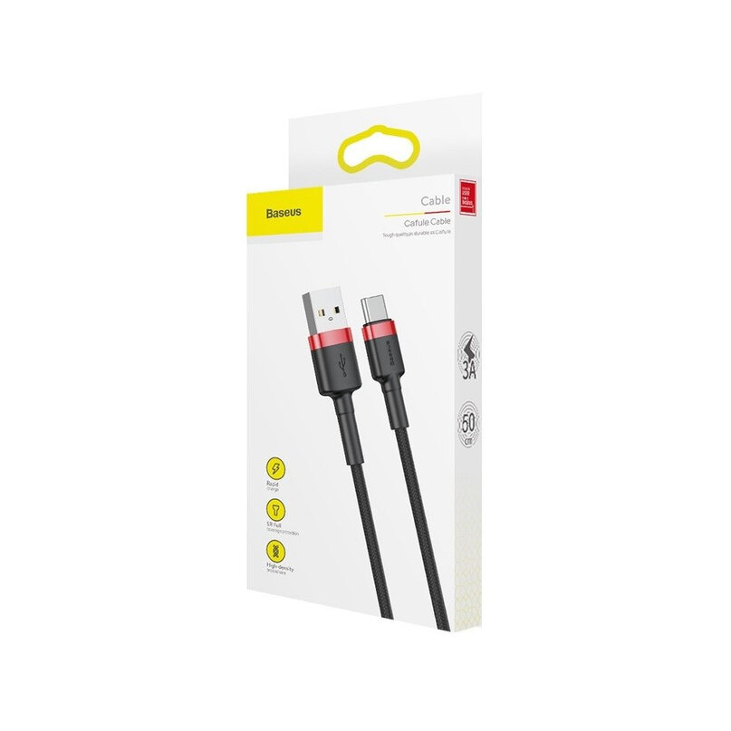 Baseus Cafule USB-A/C kábel 3A 0,5m čierny (CATKLF-A91)