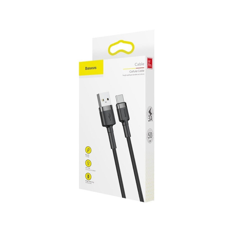 Baseus Cafule USB-A/C kábel 3A 2m čierny (CATKLF-CG1)