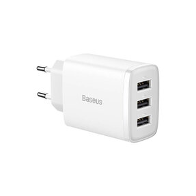 Baseus nabíjačka mobilných zariadení 3xUSB 17W biela