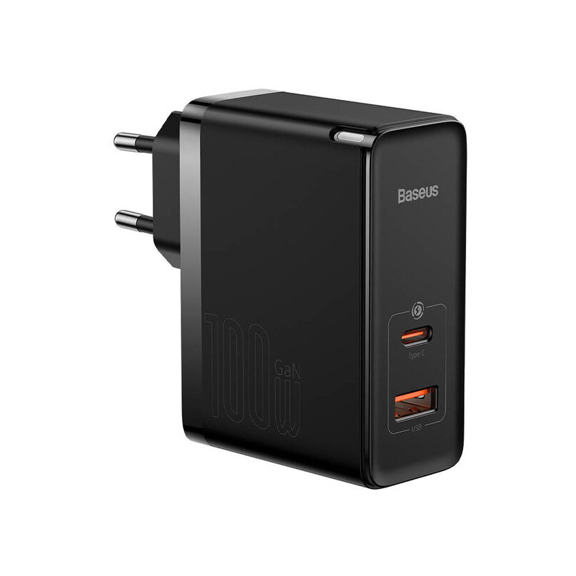 Baseus nabíjačka mobilných zariadení USB+ USB-C 100W +1m kábel čierna