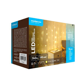 Modee Lighting LED záves 192 LED 3x2m teplá biela