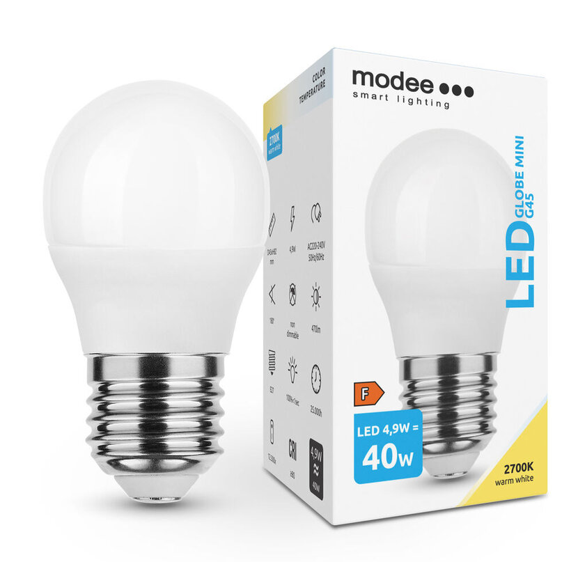 Modee Lighting LED žiarovka E27 4,9W 2700K MINI G45 (40W)