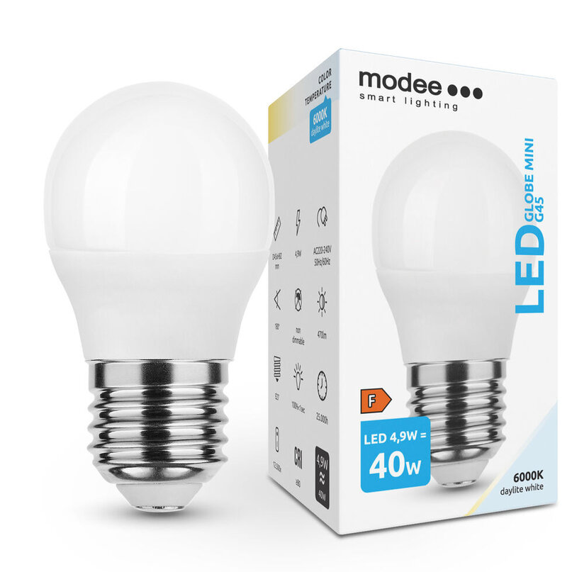 Modee Lighting LED žiarovka E27 4,9W 6000K MINI G45 (40W)