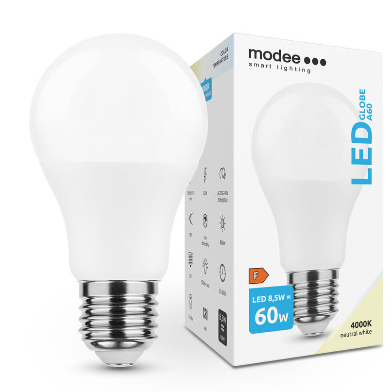 Modee Lighting LED žiarovka E27 8,5W 4000K A60 (60W)