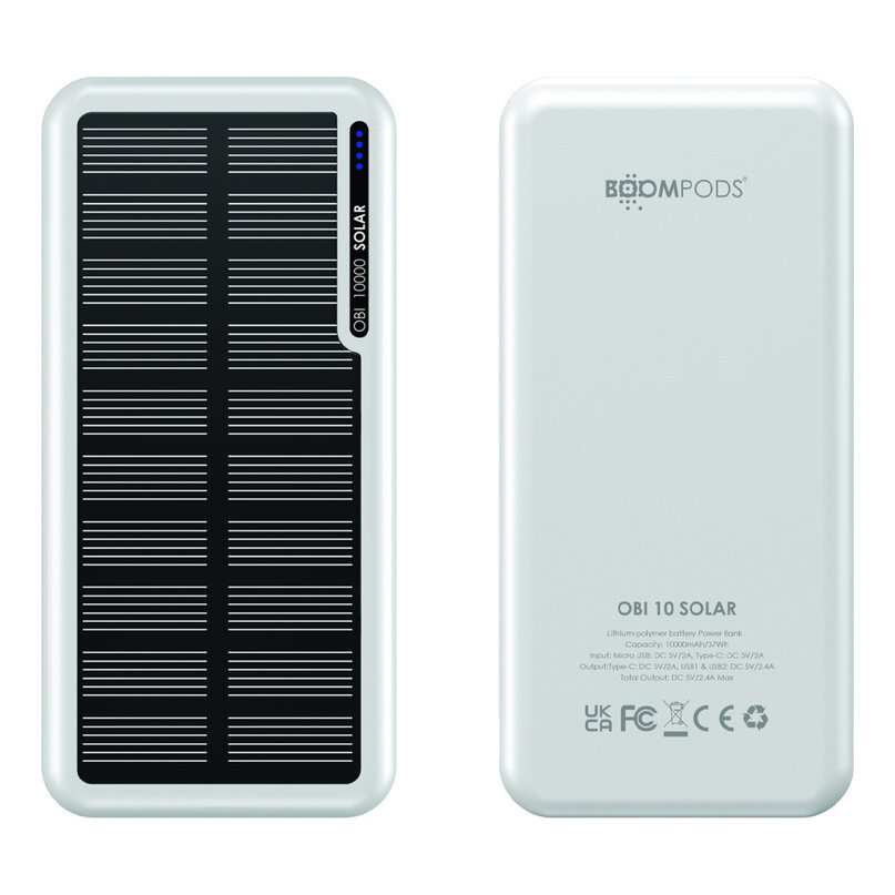 Power banka BOOMPODS OBI-SOLAR 10000mAh biela