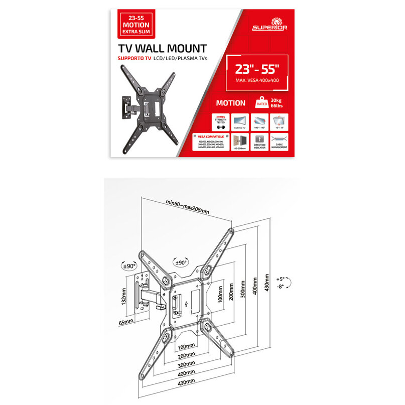 Superior držiak na TV 23-55“ Motion Extra Slim