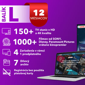 Sweet.tv predplatné 12 mesiacov balík “L“ + 3 kinopremiéry