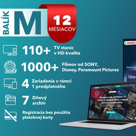 Sweet.tv predplatné 12 mesiacov balík “M